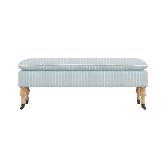 Linen Ticking Upholstered Pillowtop 48" Rossini Bench-Azure