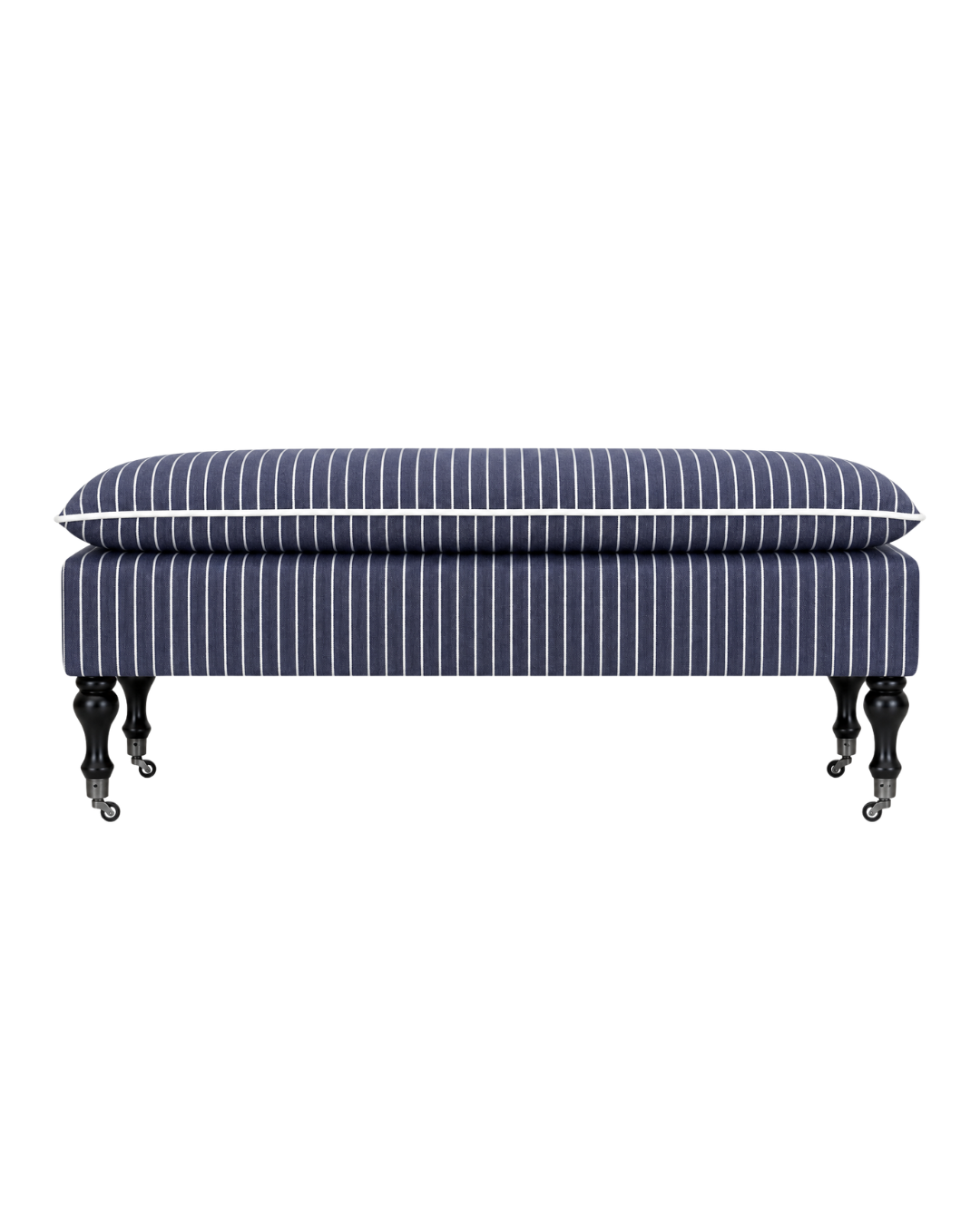 Linen Ticking Upholstered Pillowtop 48" Rossini Bench-Indigo