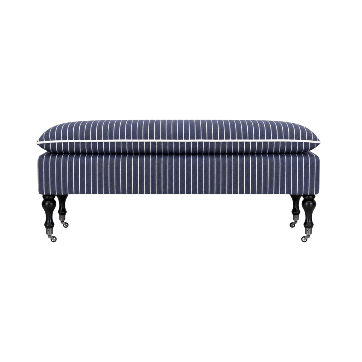 Linen Ticking Upholstered Pillowtop 48" Rossini Bench-Indigo