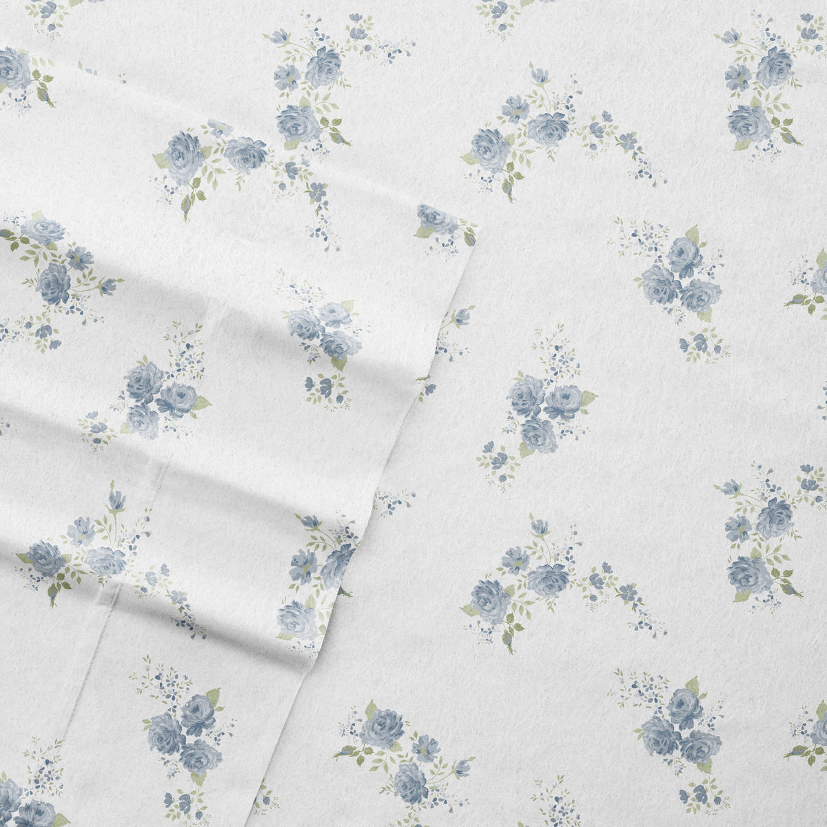 100% Cotton Rose Bunch 4 Piece Flannel Bed Sheet Set