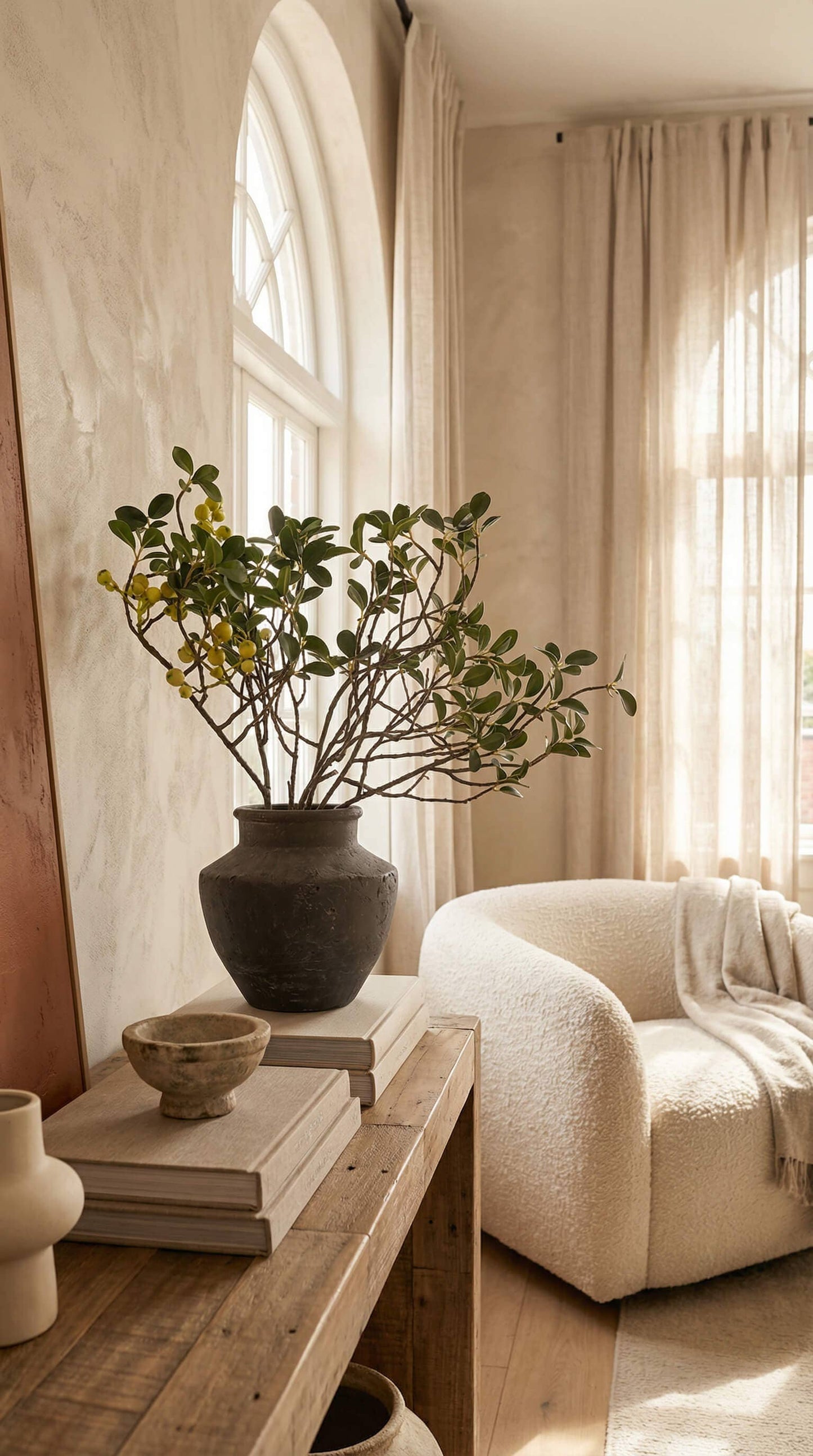 Terracotta Vase, Flared Neck Charcoal Finish - Senna
