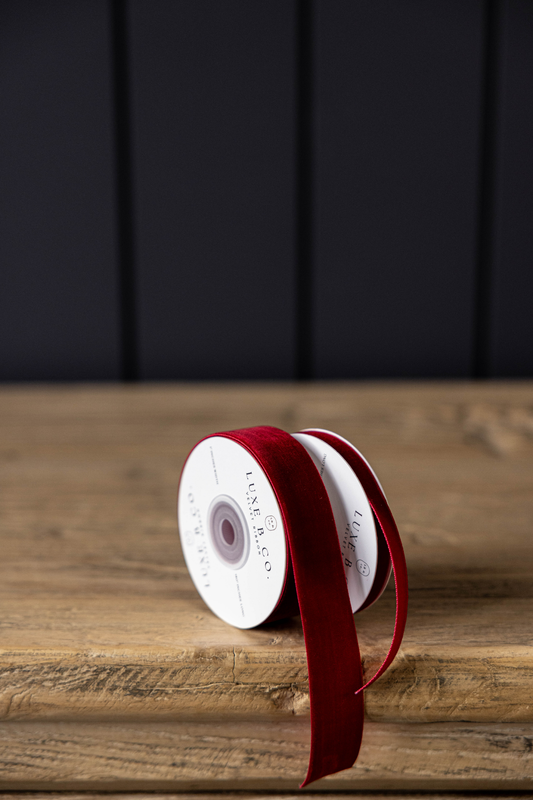 Ribbon Garnet Red Velvet Holiday Decor