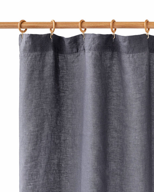 Waterproof linen shower curtain (1 pcs) in Charcoal gray