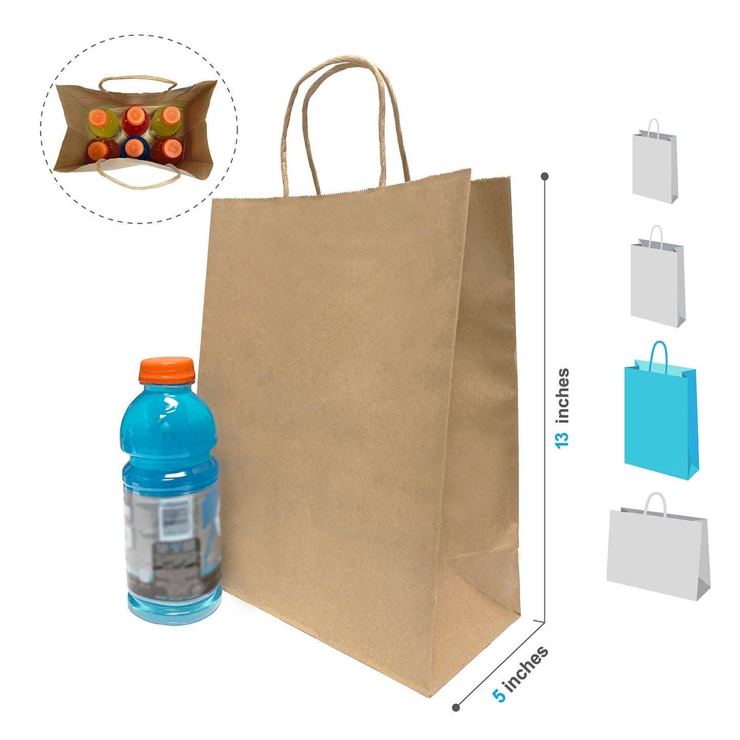 Debbie 10x5x13 Kraft Paper Bag Twisted Handle