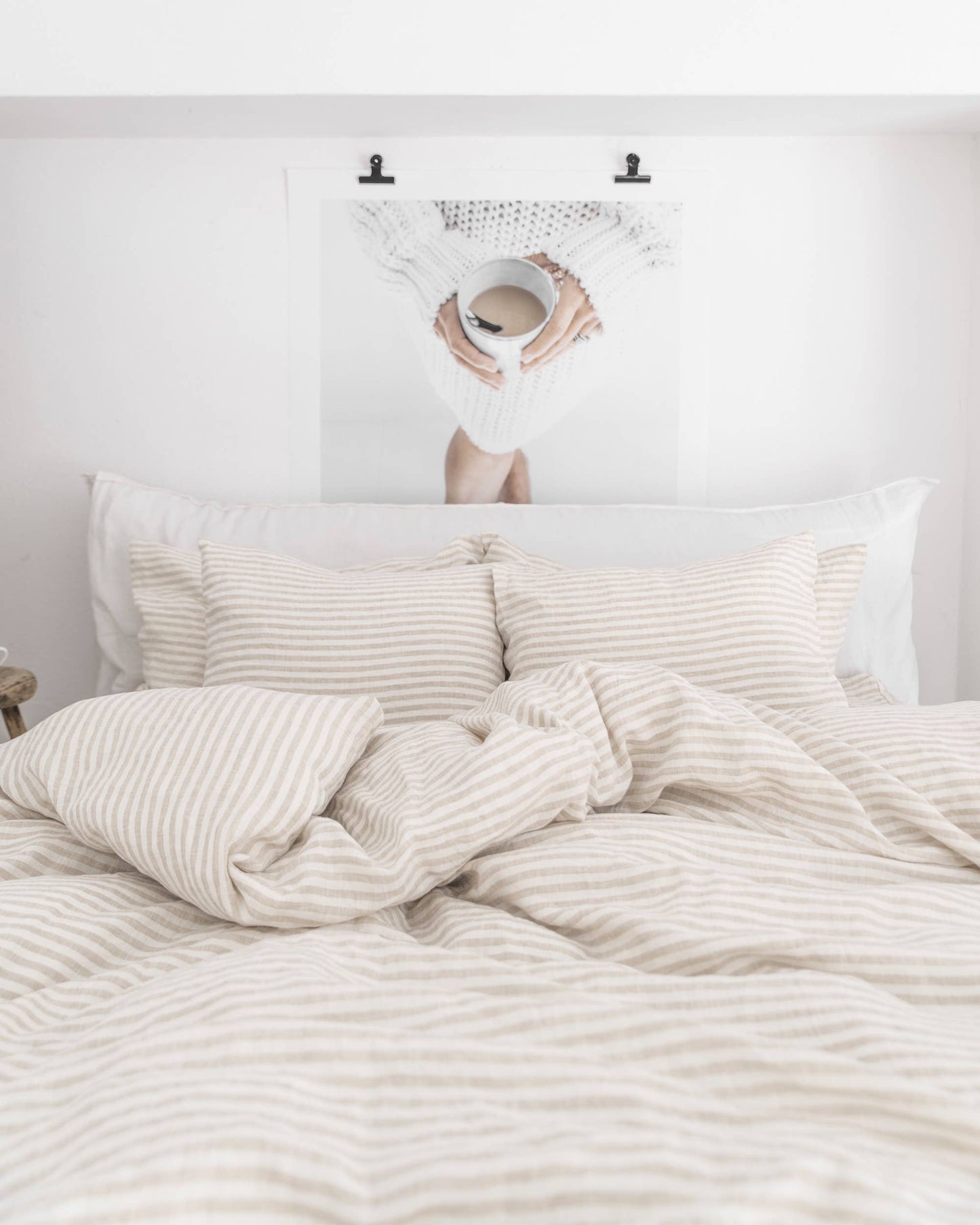 Striped in Natural Duvet Cover