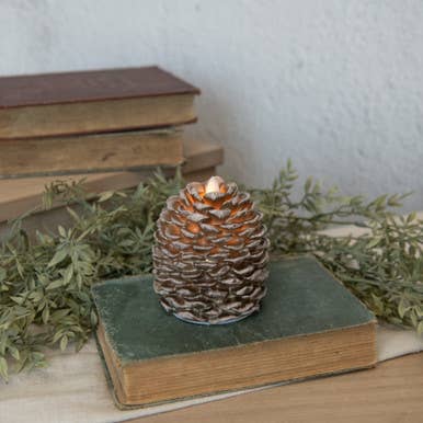 MOVING FLAME PINECONE CANDLE-4.25"