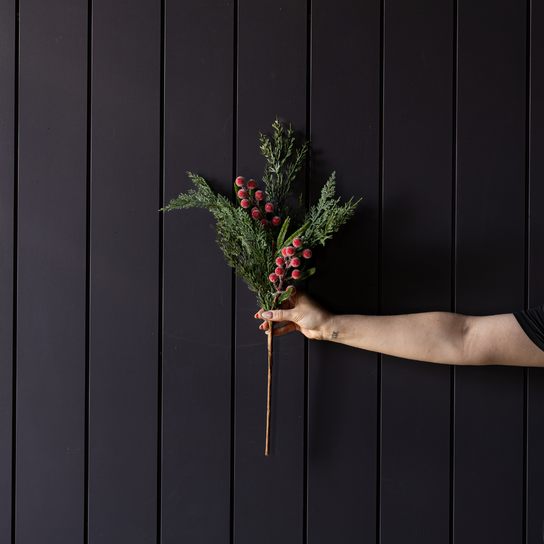 Red Plum Frosted Berry Norfolk Cypress Real Touch Stems