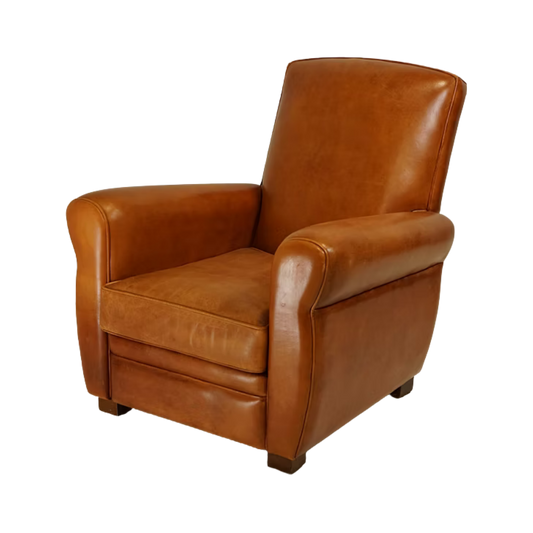 c.1900 Vintage French Leather Club Chairs