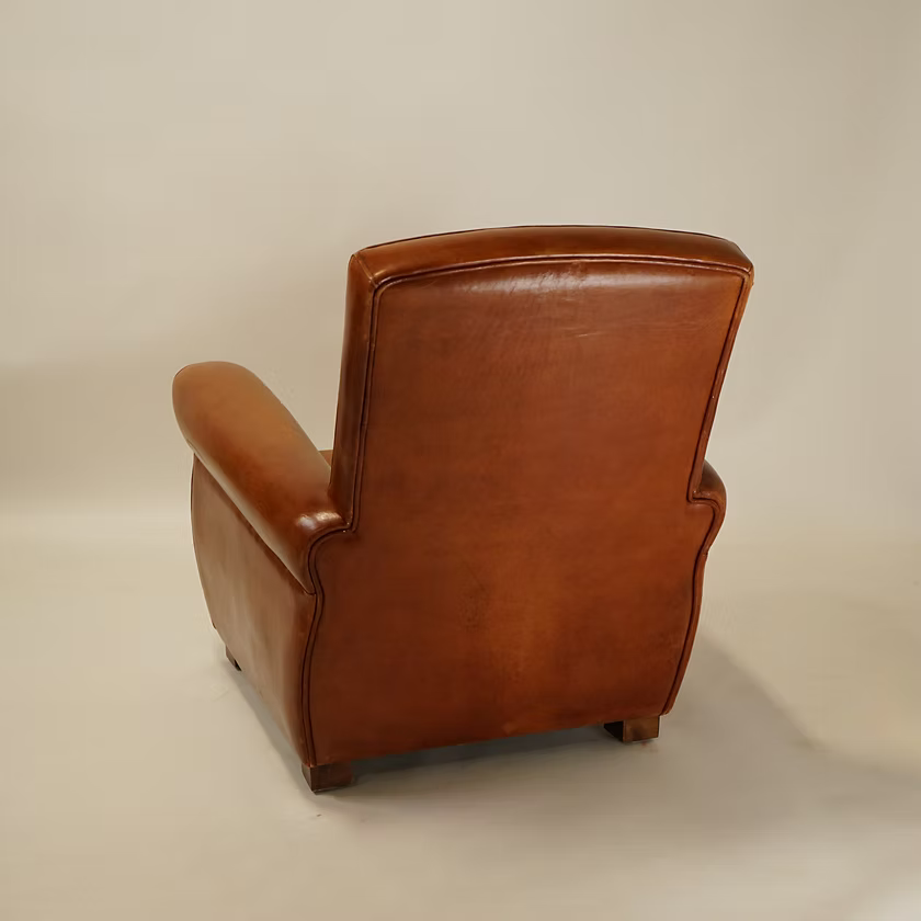 c.1900 Vintage French Leather Club Chairs