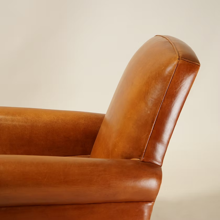 c.1900 Vintage French Leather Club Chairs