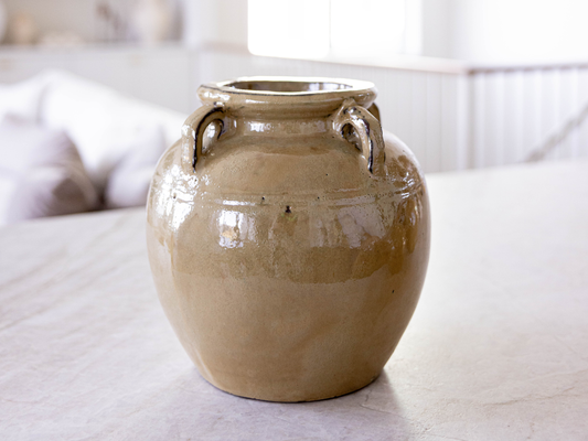 Chevalier Cream Glazed Vase With Handles Large