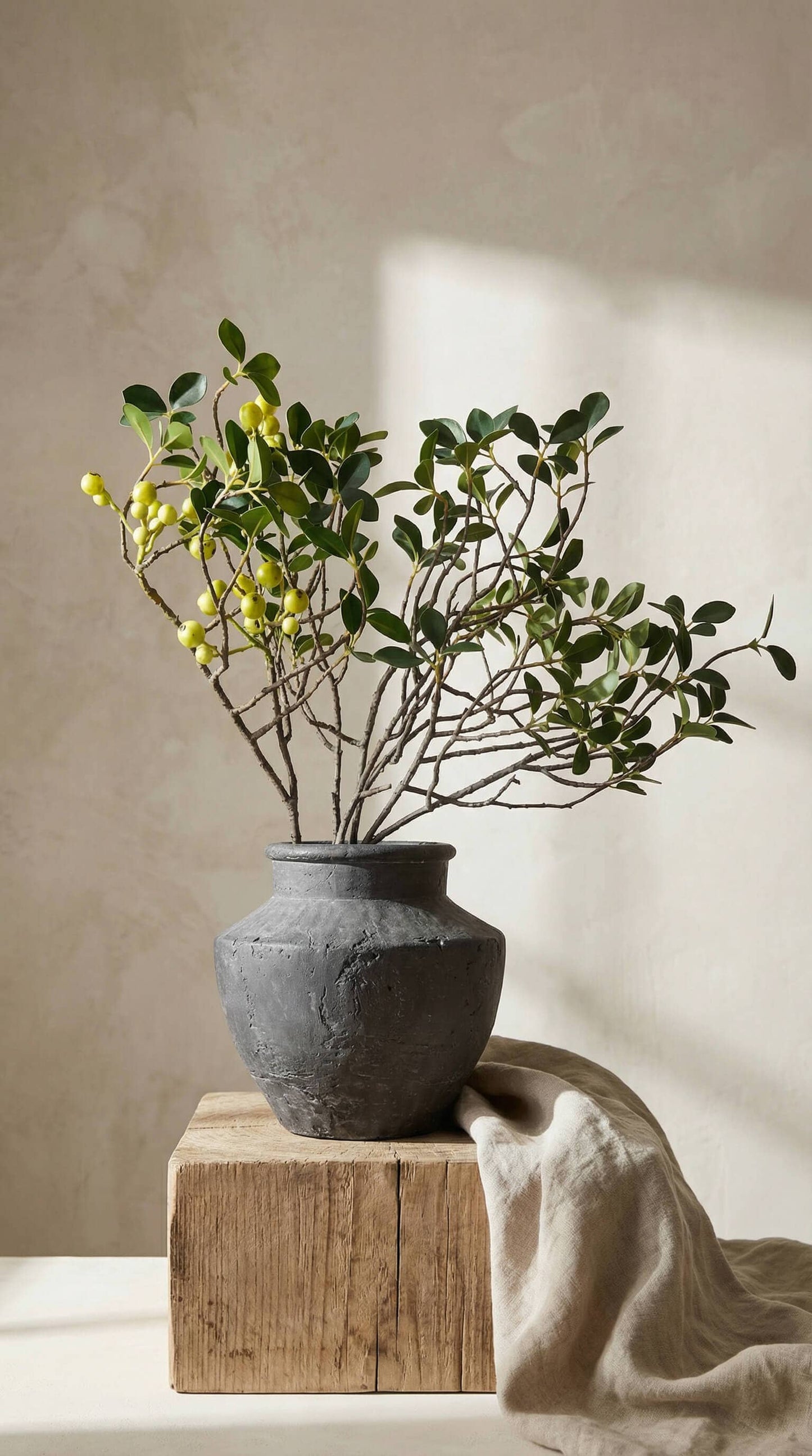 Terracotta Vase, Flared Neck Charcoal Finish - Senna