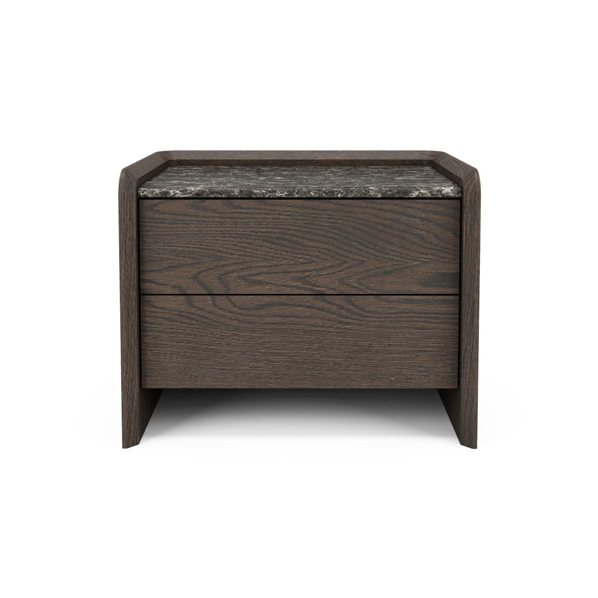 Two Drawer Nightstand with Rounded Panels
