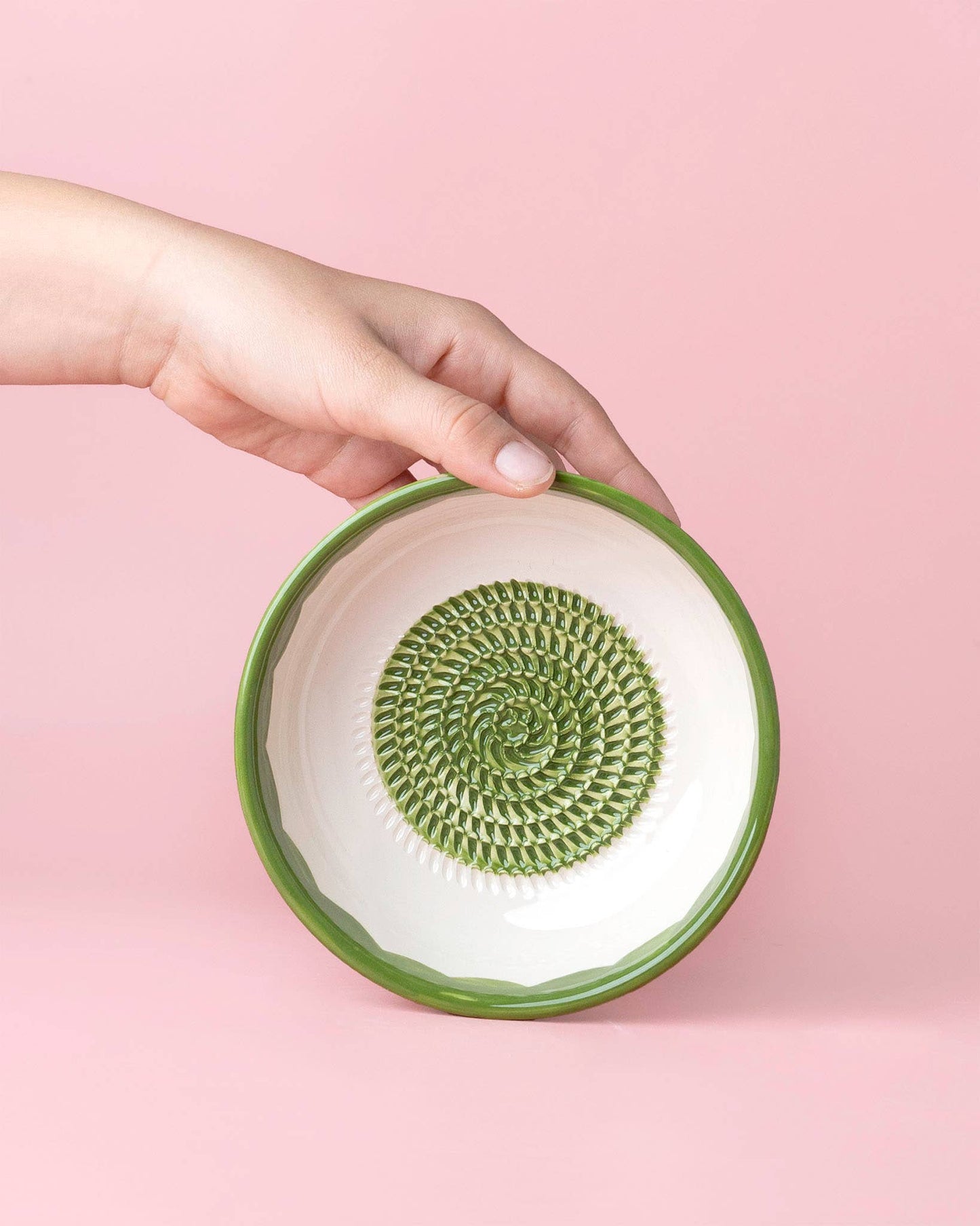 Vintage Pottery Grater Bowl – Green and White / ROOTS