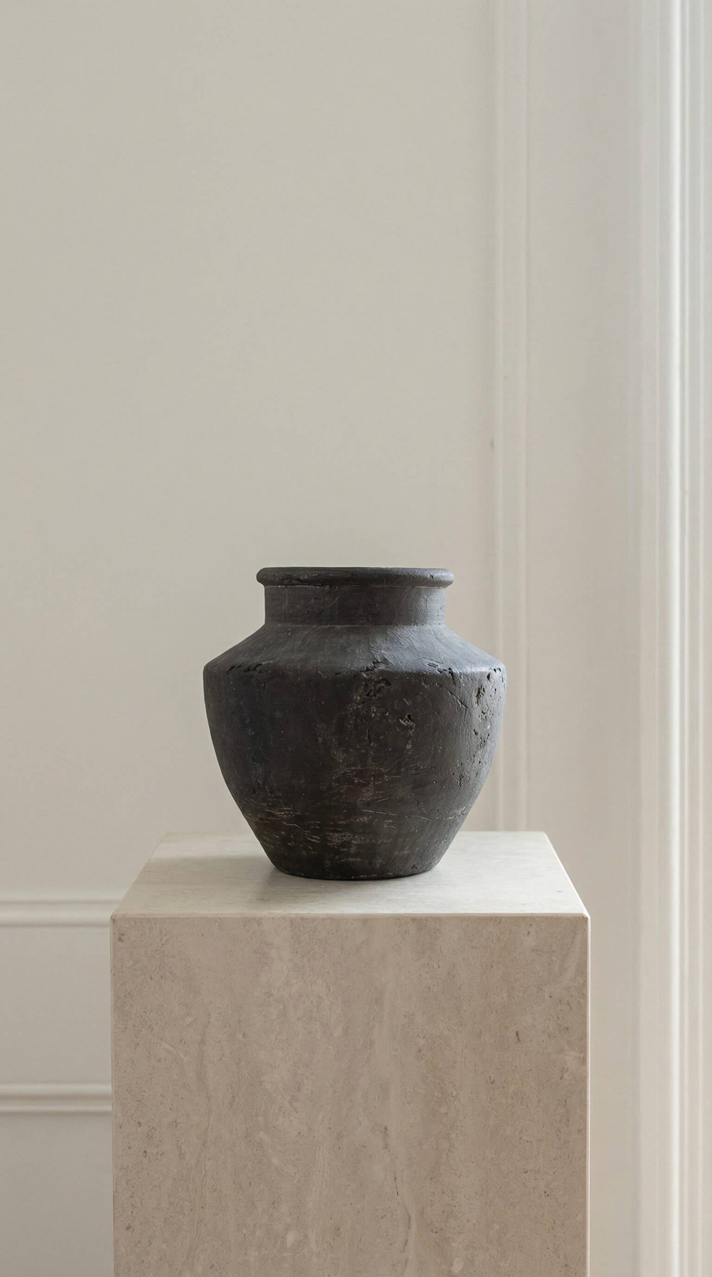 Terracotta Vase, Flared Neck Charcoal Finish - Senna