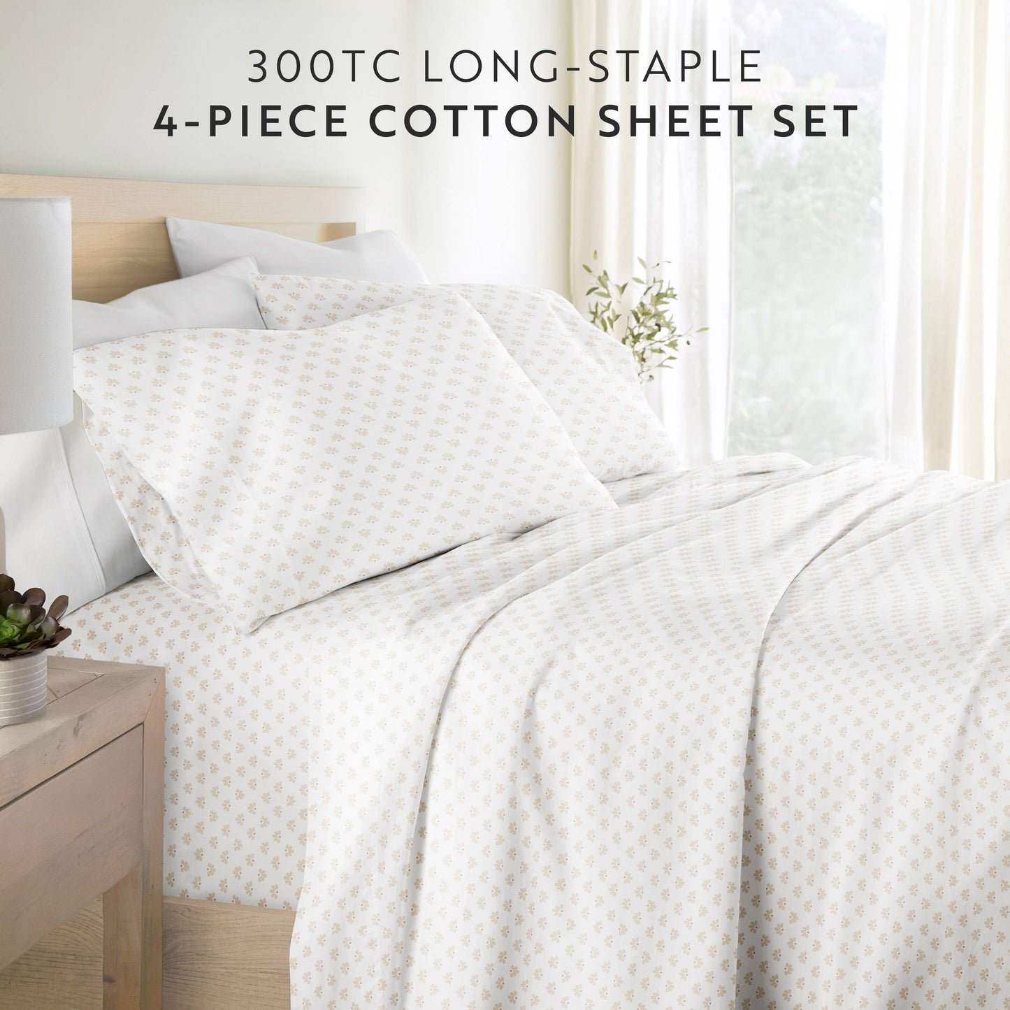Moon Daisies 300 Thread Count Cotton Patterned Sheet Set