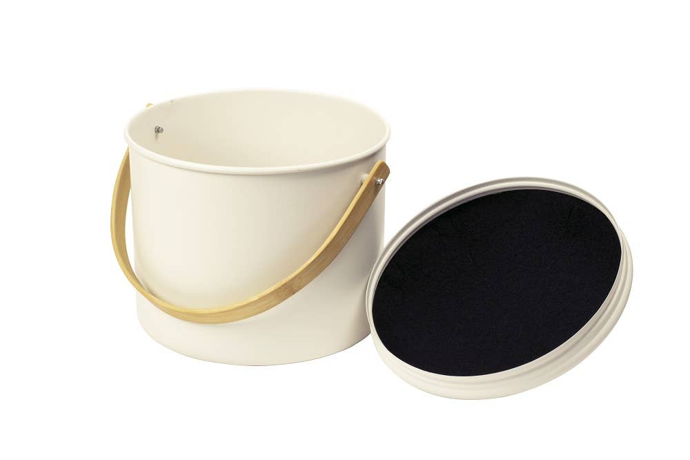 Pebbly Compost Bin W/ Charcoal Filter Cream 7Q