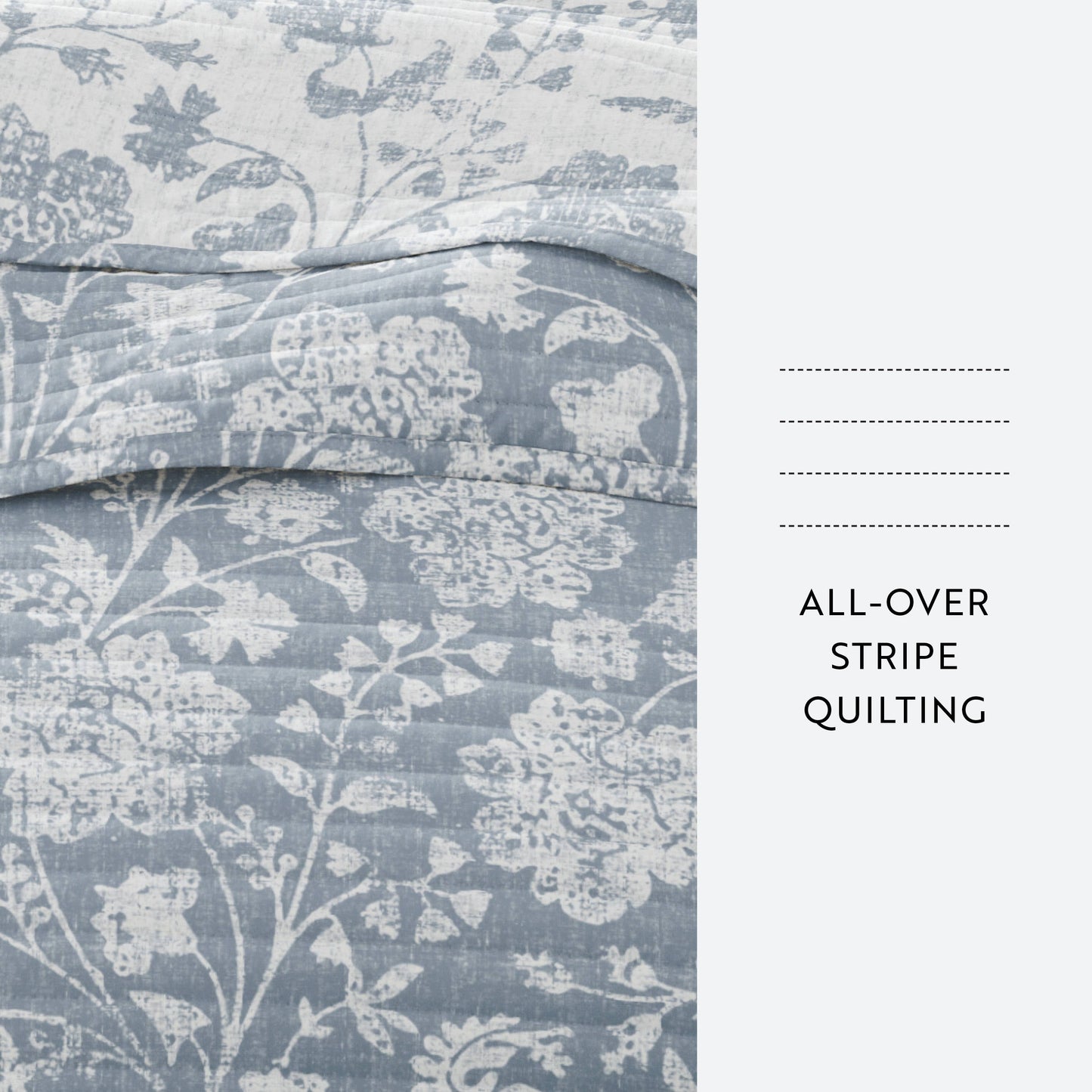 Textured Floral All Season Patterned Reversible Quilt Set