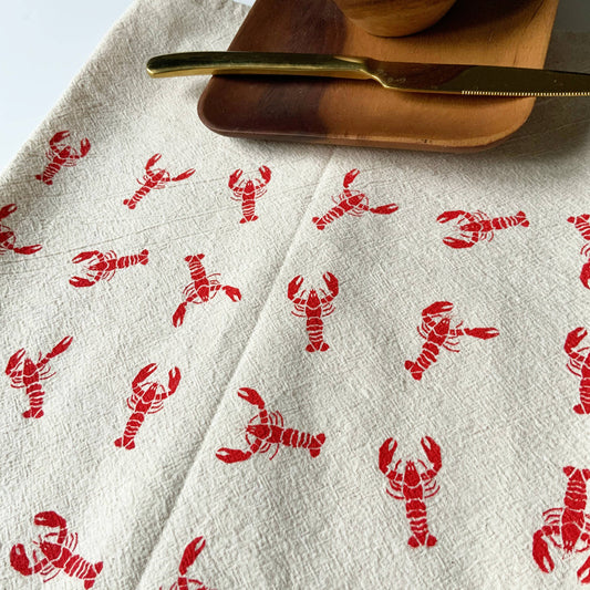 Dancing Lobsters Organic Tea Towel Red - 20x24🇨🇦