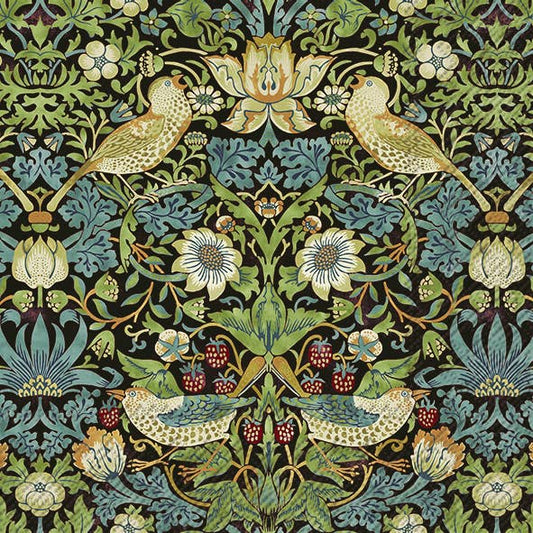 Lunch Napkin : IHR - STRAWBERRY THIEF (V&A) black