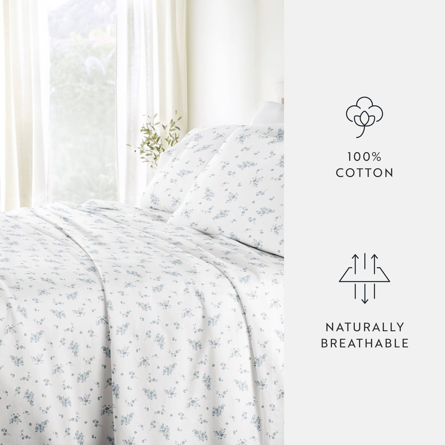 Bouquet Bliss 300 Thread Count Cotton Patterned Sheet Set