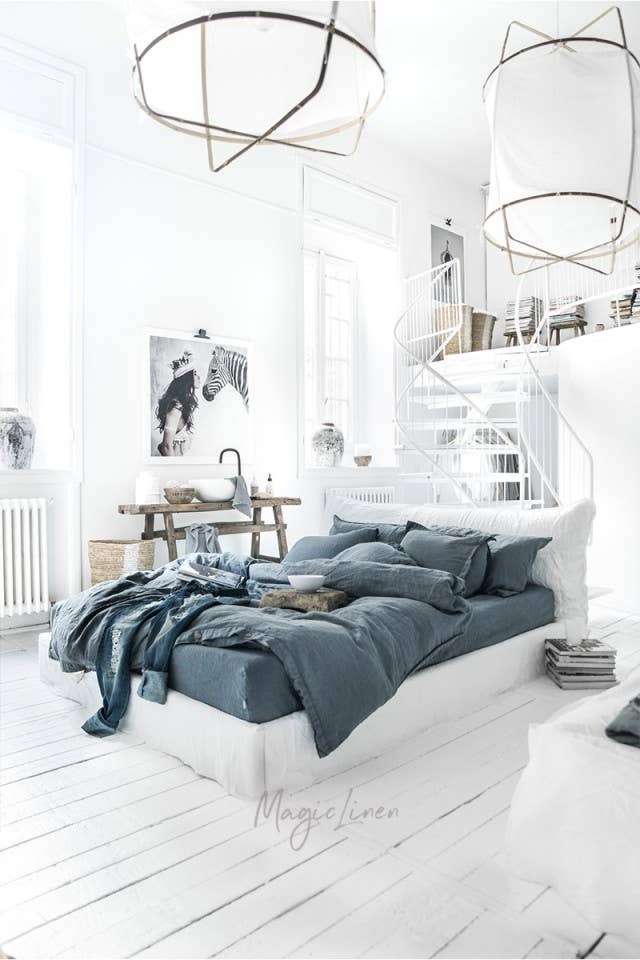 Grey blue duvet cover set (3 pcs)