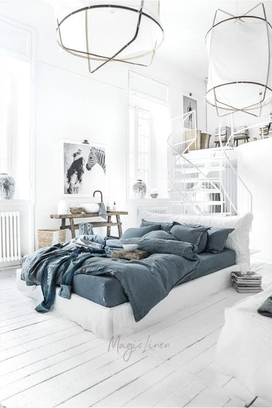 Grey blue duvet cover set (3 pcs)