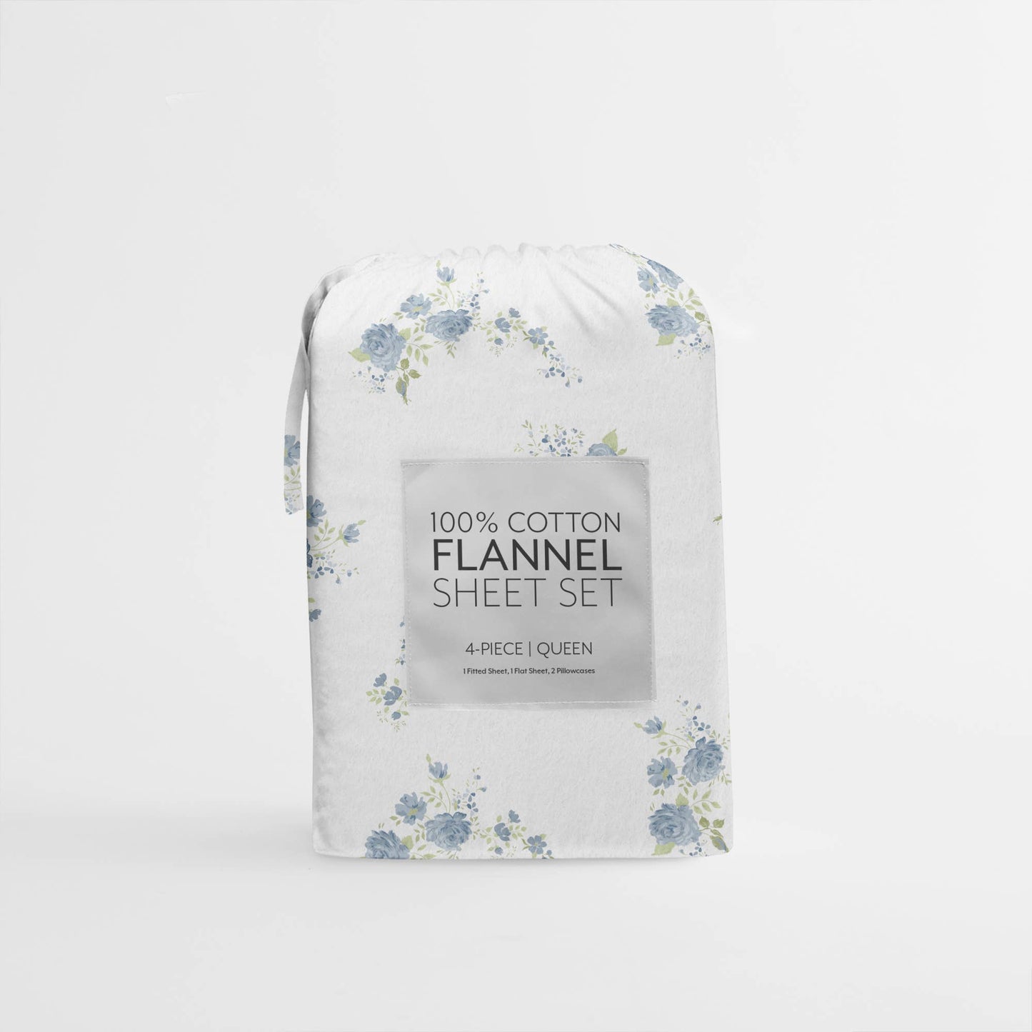 100% Cotton Rose Bunch 4 Piece Flannel Bed Sheet Set