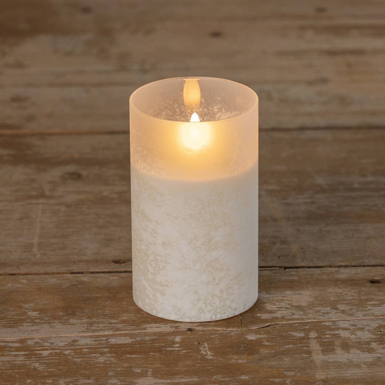 5" WHITE FROSTED GLASS 3D FLAME CANDLE