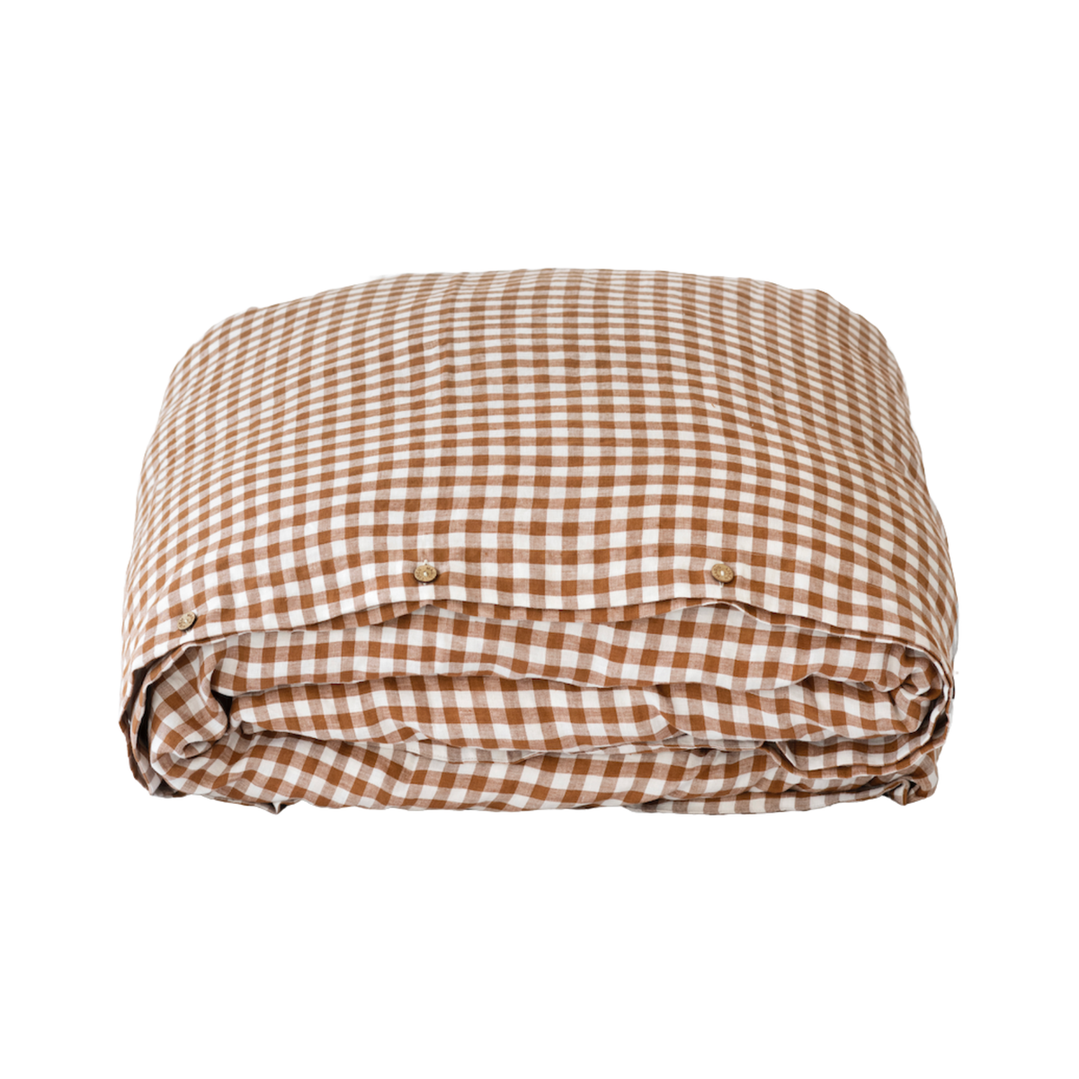 Cinnamon gingham linen duvet cover