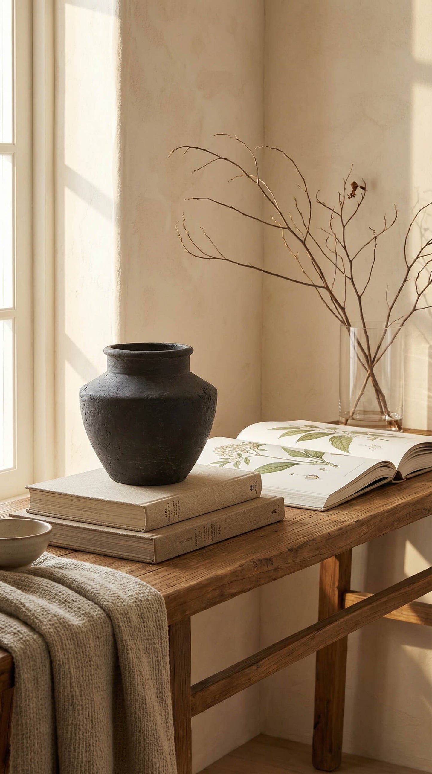 Terracotta Vase, Flared Neck Charcoal Finish - Senna