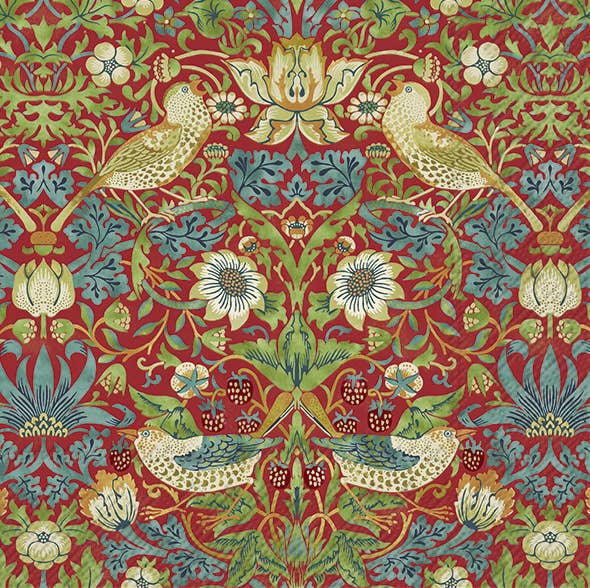 Lunch Napkin : IHR - STRAWBERRY THIEF (V&A) red