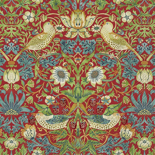Lunch Napkin : IHR - STRAWBERRY THIEF (V&A) red