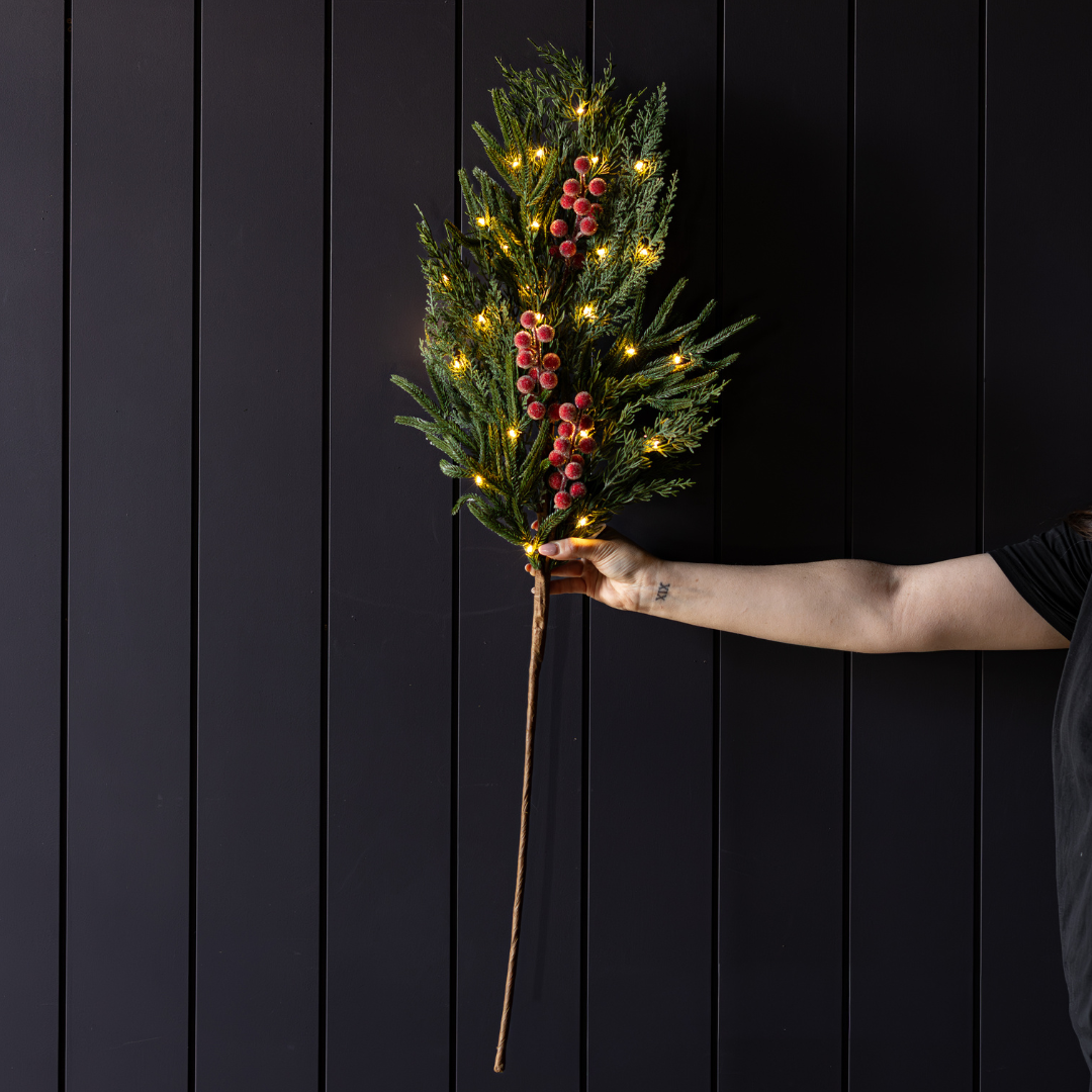 Red Plum Frosted Berry Norfolk Cypress Real Touch Stems