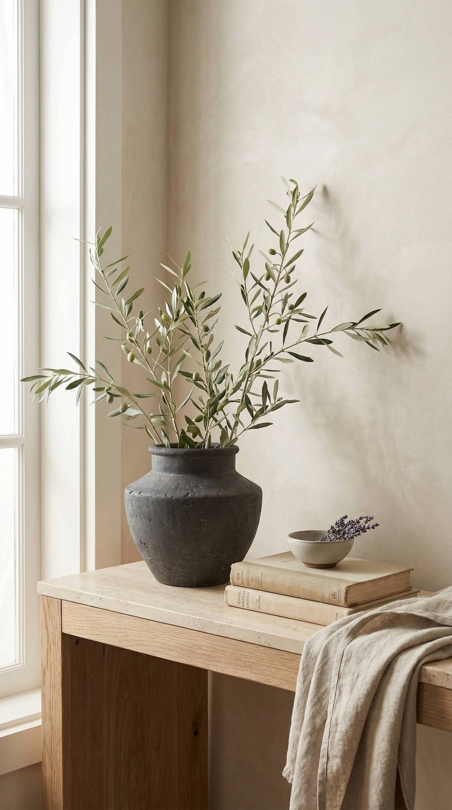 Terracotta Vase, Flared Neck Charcoal Finish - Senna