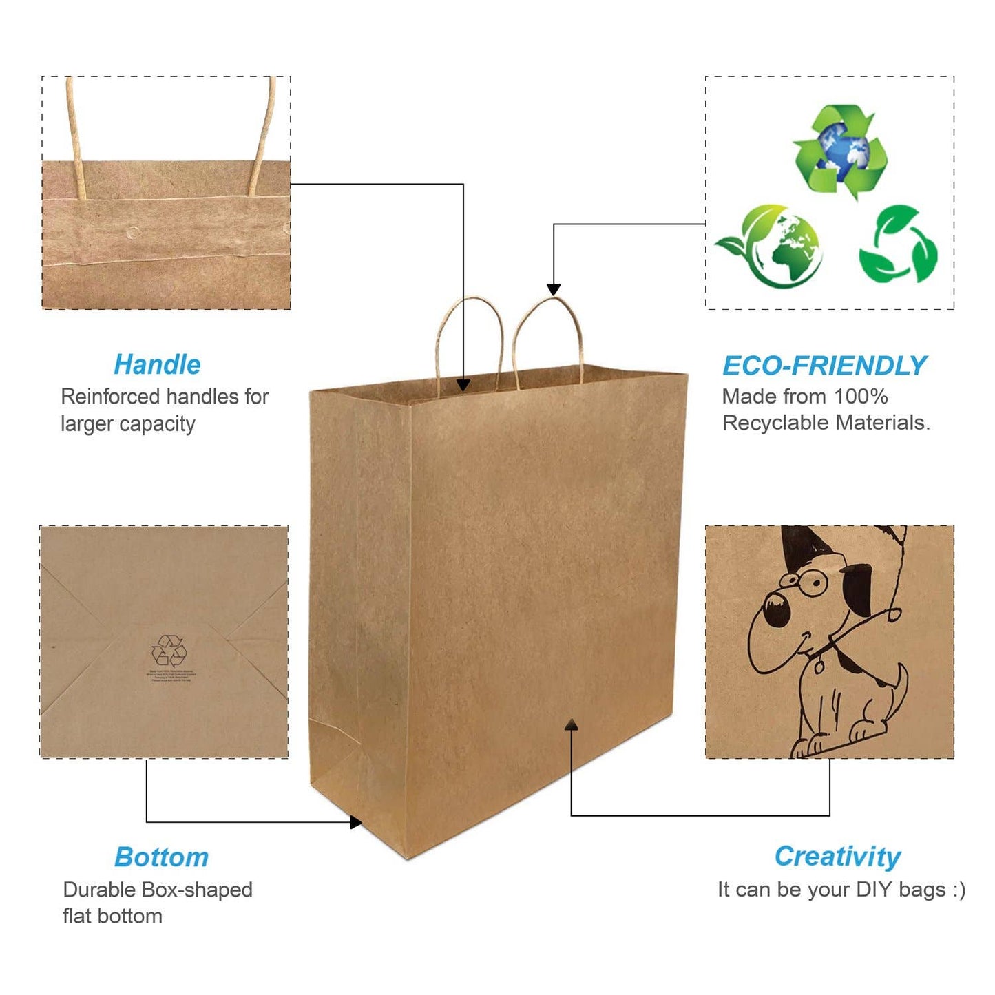 Jumbo 18x7x18.75 inches Kraft Paper Bag