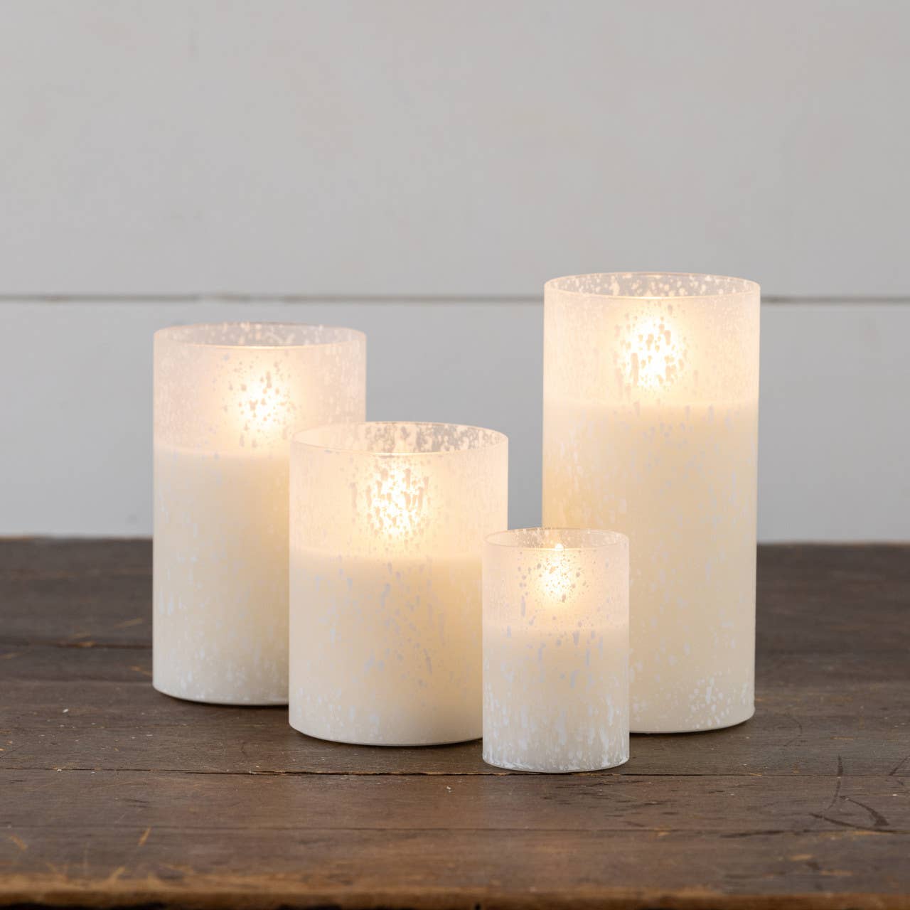 4" WHITE FROSTED GLASS 3D FLAME CANDLE