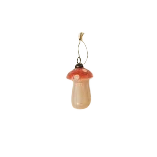 Glass Mushroom Ornament Pink/Peach