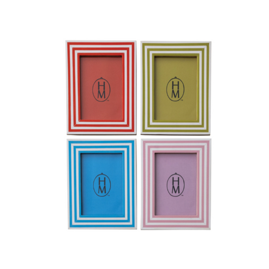 Resin & MDF Photo Frame w/ Inlaid Stripes