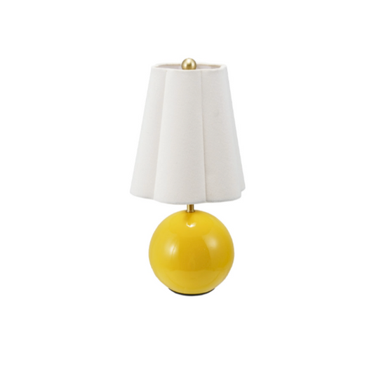 Metal Ball Table Lamp w/ Scalloped Linen Shade