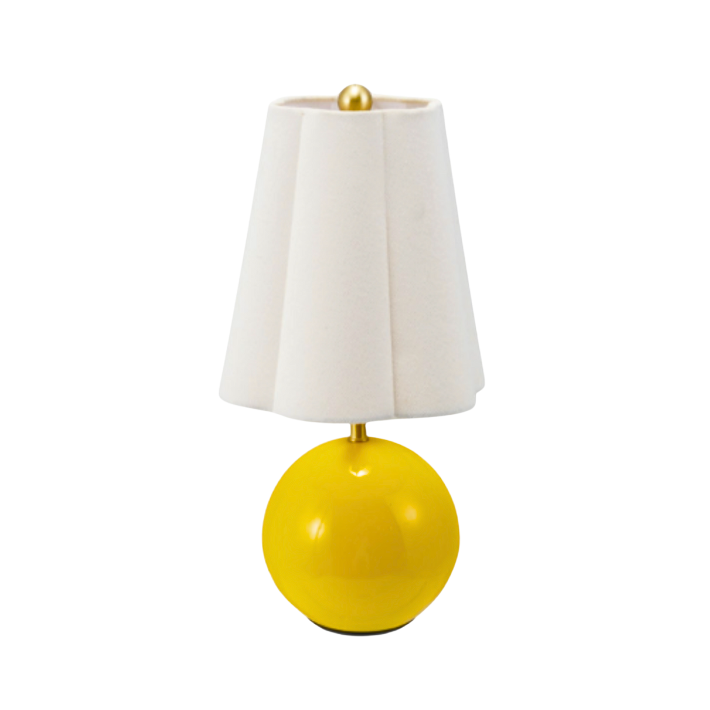 Metal Ball Table Lamp w/ Scalloped Linen Shade