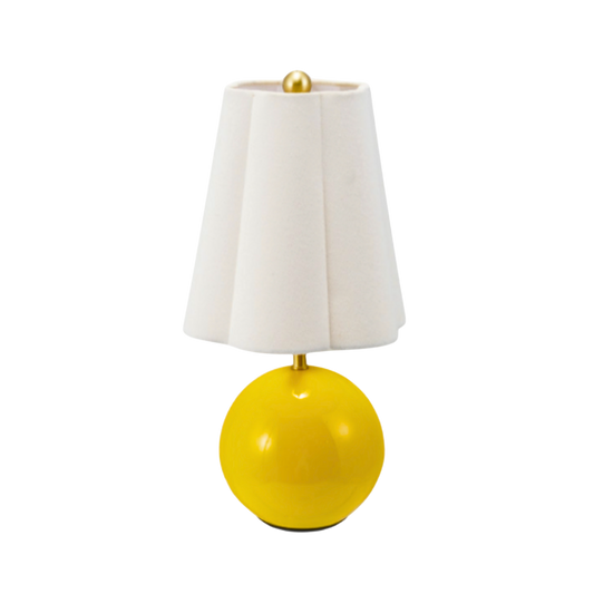 Metal Ball Table Lamp w/ Scalloped Linen Shade