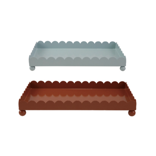 Enameled Metal Scalloped Trays w/ Ball