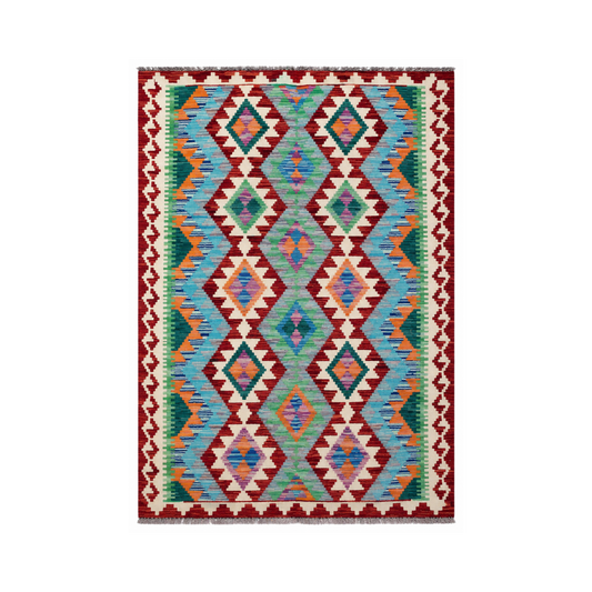 Kilim Maimana Wool Hand Knotted Pakistani Rug - 3'5" x 4'11"  SKU: N13618