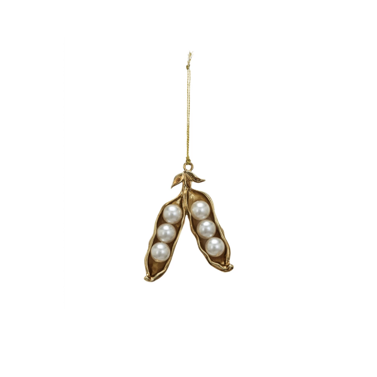 Metal & Faux Pearl Pea Pod Ornament