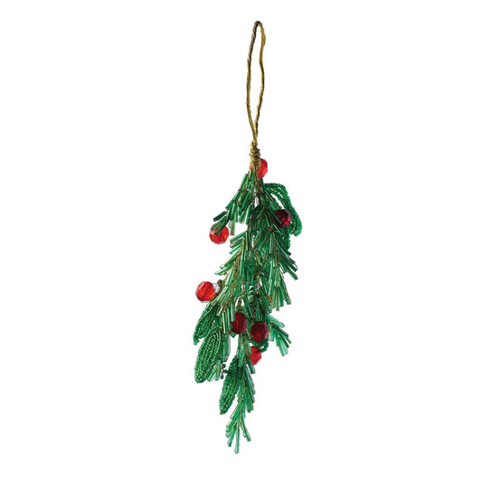 Glass Bead Mistletoe and Berries Ornament