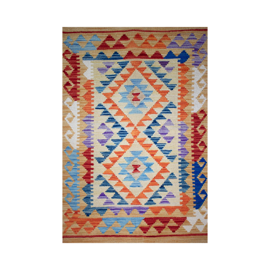 Kilim Maimana Wool Hand Knotted Pakistani Rug - 2'9" x 3'11"  SKU: N13565