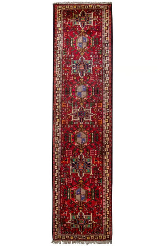 Gharajeh Semi-Antique Wool Hand Knotted Runner Persian Rug - 2'3" x 9'4"