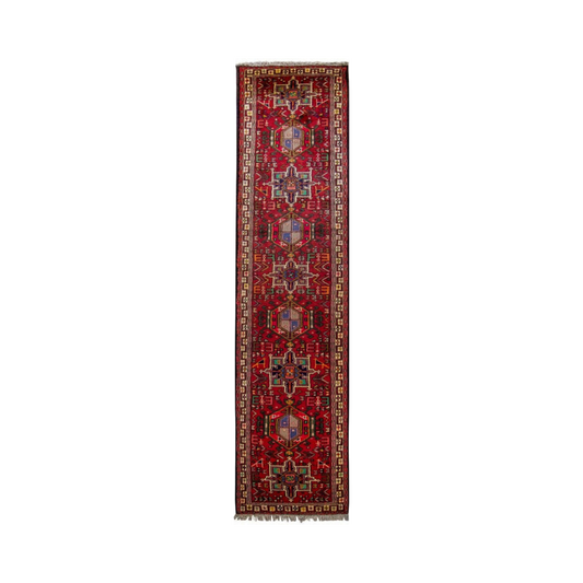 Gharajeh Semi-Antique Wool Hand Knotted Runner Persian Rug - 2'3" x 9'4"