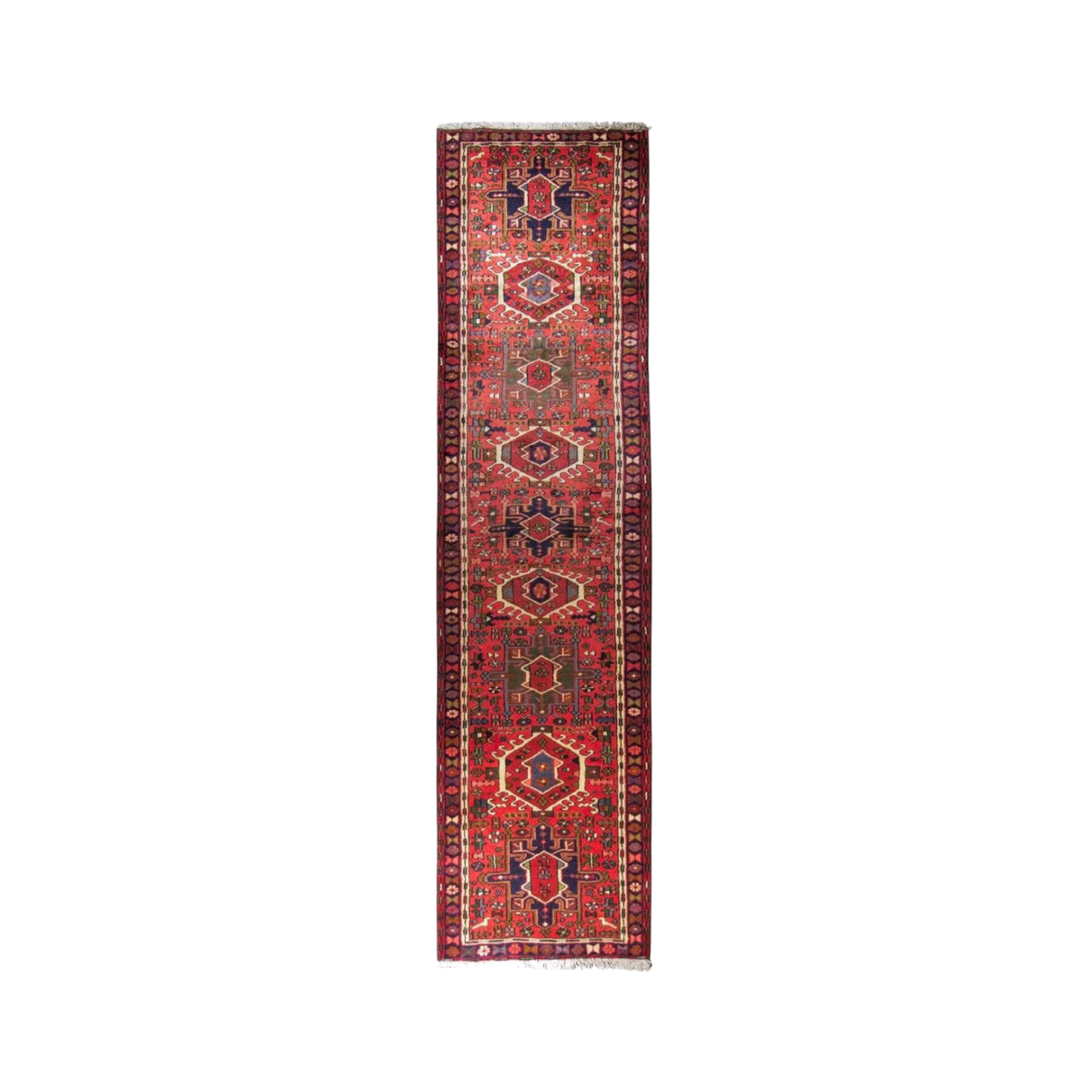 Gharajeh Semi-Antique Wool Hand Knotted Runner Persian Rug - 2'5" x 9'5"